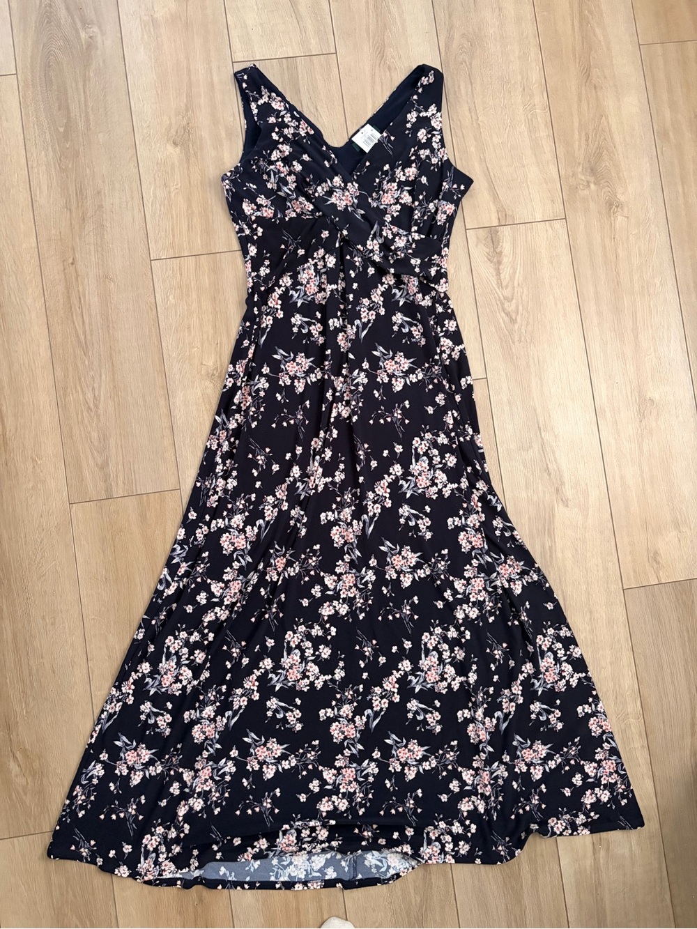 Lauren Ralph Lauren Navy Maxi Dress with Pink Floral Print